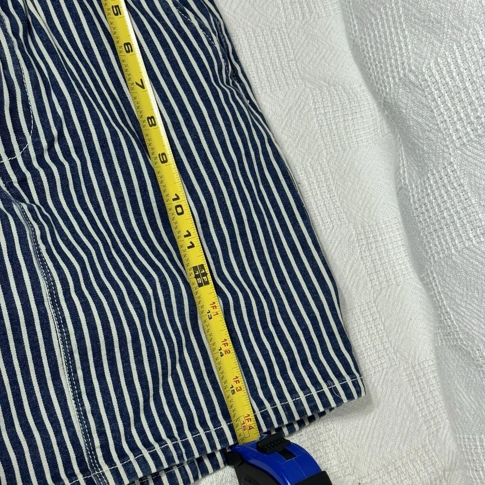 F-Way Blue White Stripe Denim Paperbag Straight Skirt Size‎ Small